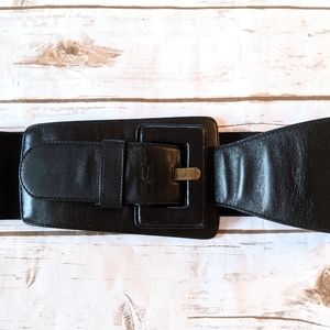 HOBO International Black Leather & Elastic Belt